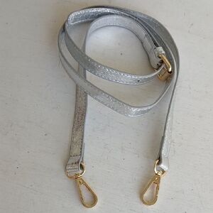 Silver Metallic Replacement Bag Purse Strap with Gold Clasps